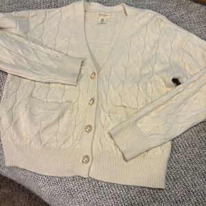 Cream Knit Cardigan with Pearl buttons size medium